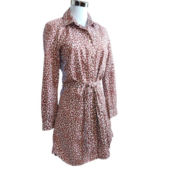 DIANE VONFURSTENBERG Laney Shirt Dress 6 Fresh Cotton Pockets Animal Print Snaps - Picture 5 of 15